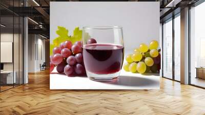 glass of grape juice on a white background Wall mural