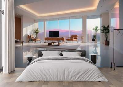 Photo interior modern design room 3d illustration Wall mural