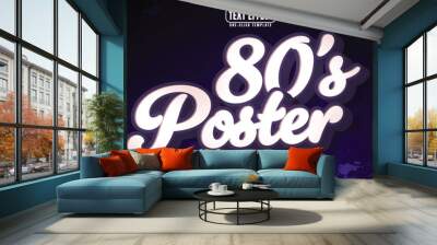 80s poster editable text effect, customizable vintage and retro 3D font style Wall mural