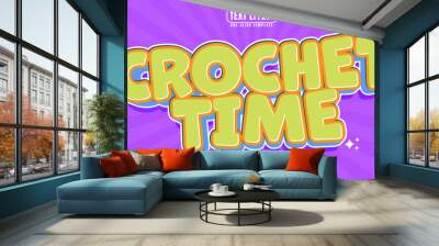 Crochet editable text effect, customizable yarn and wool 3D font style Wall mural