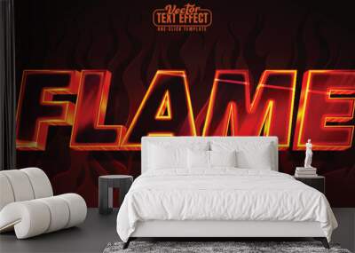 Fire editable text effect, customizable hot and red 3D font style Wall mural