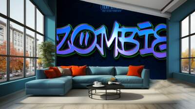 Graffiti editable text effect, customizable zombie and urban 3d font style Wall mural