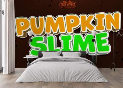 Halloween editable text effect, customizable spooky and pumpkin 3d font style Wall mural