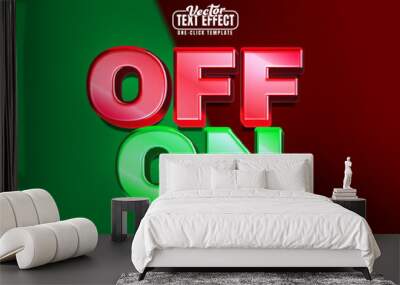 On off editable text effect, customizable green red and traffic light 3D font style Wall mural