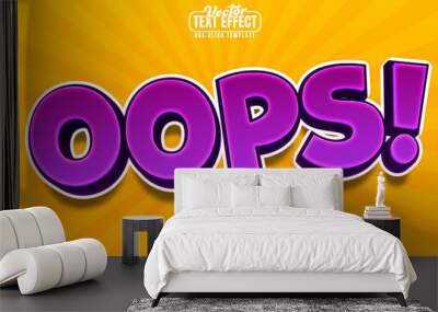 Oops editable text effect, customizable comic and cartoon 3d font style Wall mural