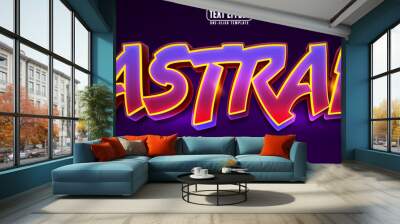 Space Cartoon editable text effect, customizable cartoon and animated 3D font style Wall mural