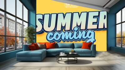 Summer editable text effect, customizable beach and sea 3D font style Wall mural