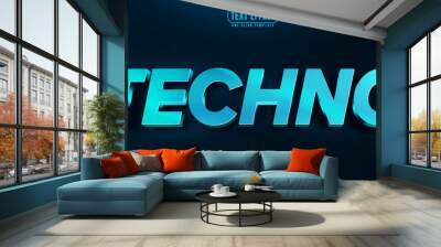 Techno editable text effect, customizable ai and futuristic 3d font style Wall mural