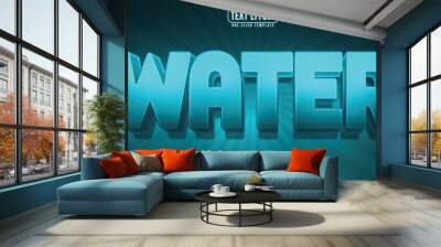 Water editable text effect, customizable blue and ocean 3D font style Wall mural