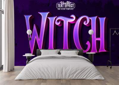 Witch editable text effect, customizable magic and halloween 3d font style Wall mural