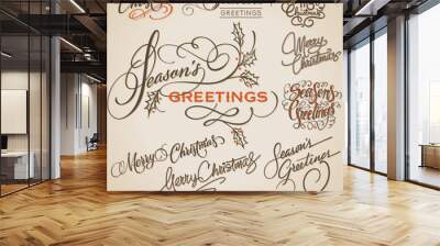 CHRISTMAS GREETINGS hand lettering set (vector) Wall mural