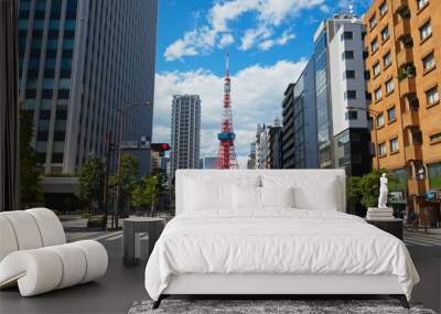  Tokyo tower in the city Wall mural