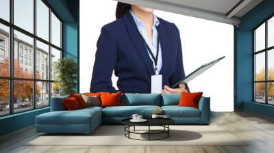 Business woman holding clipboard Wall mural