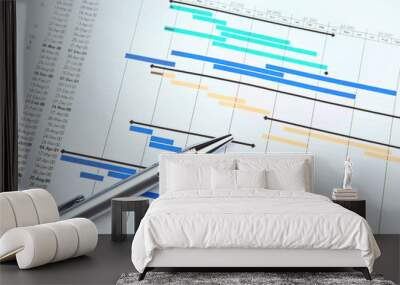 Gantt chart and pen Wall mural