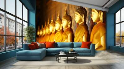 Golden buddha in temple Wall mural