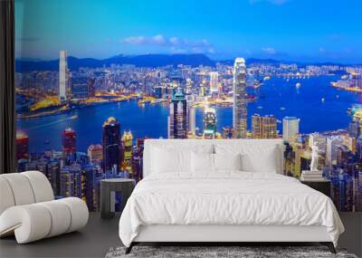 Hong Kong skyline at night Wall mural