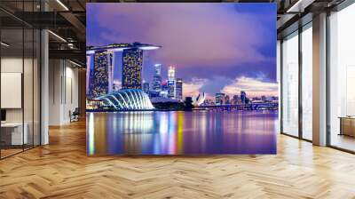 Singapore skyline at night Wall mural