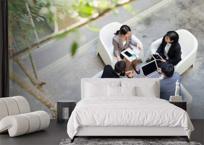 top view of business people discuss at outdoor area Wall mural