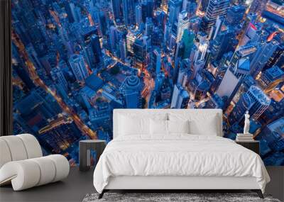 Top view of Hong Kong city at evening Wall mural