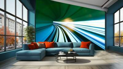 Train moving in Tunnel Wall mural