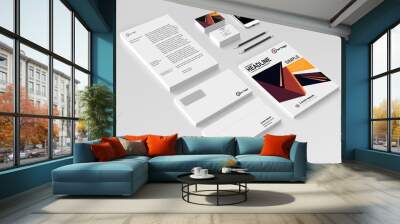 Business corporate identity template set. Vector mock up for office.  Wall mural