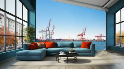 cargo port with cranes Wall mural