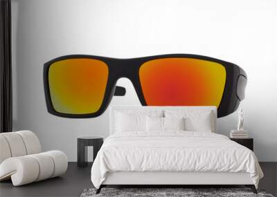 Black sports sunglasses with colorful Lens isolated on white background Wall mural