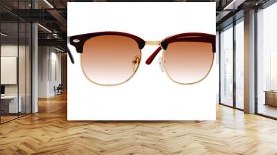 Brown sunglasses isolated on white background Wall mural