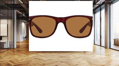 Sunglasses with a brown plastic frame and brown lenses isolated on white background. Wall mural