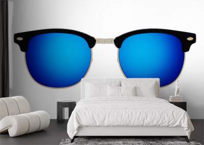 Sunglasses with blue lens isolated on white background Wall mural