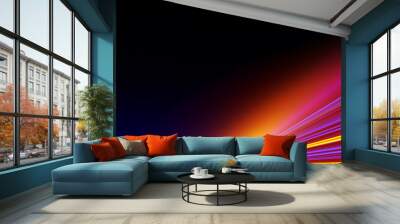 Neon Background. Abstract lines. Laser beams. Stylish wallpaper. Neon Lights. Orange and Blue.  Wall mural