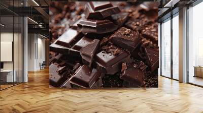 pieces dark chocolate pile cocoa candy sweet food Wall mural