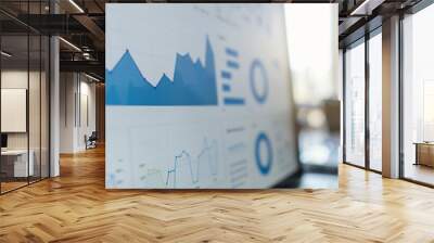 Financial Growth Analysis Chart on Whiteboard | Business Success Data Graph Presentation Concept Wall mural