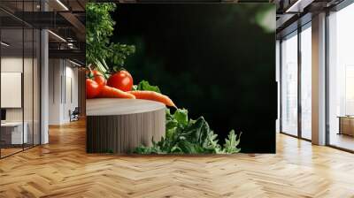 Podium Display Colorful Produce Presentation Concept For product presentation, World vegan concept Wall mural