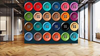 Colorful buttons on a dark blue background. Wall mural