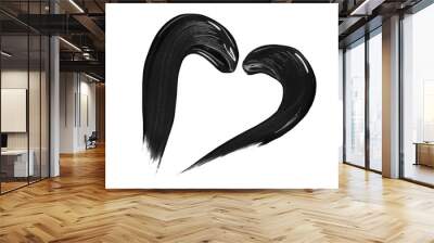 Heart shape from black mascara on transparent background. Beauty product swatch Wall mural