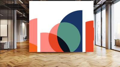 abstract geometric art circles overlapping minimalist. vector set Wall mural