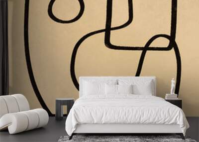 abstract organic chalk line art painting Wall mural