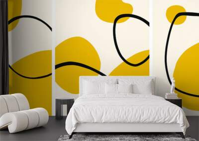 Abstract yellow minimalist art mid-century decor set vector illustration Wall mural