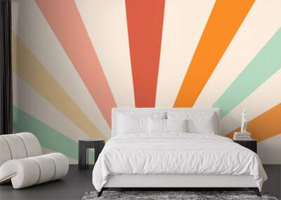 Boho Retro Sun Colorful Illustration Wall mural