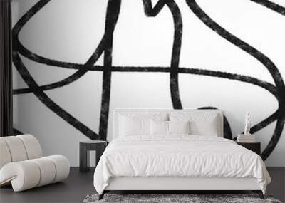 Hand Drawn abstract black line art minimal grunge texture illustration Wall mural