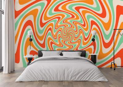 Retro 70s wavy abstract background vector illustration Wall mural