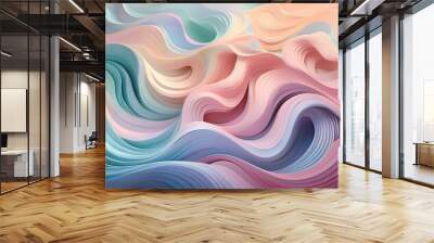 Abstract ripples in pastel-toned gradient hues Wall mural