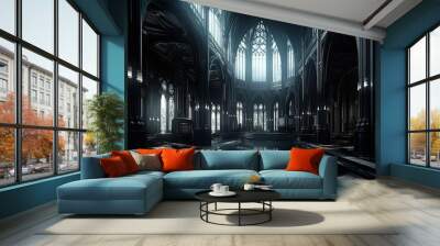 Hi-Tech Gothic Interior Generative AI Wall mural