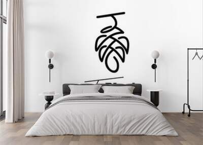  pine cone logo simple modern line with black color design idea Wall mural