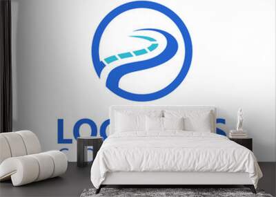 Business logo logistic icon simple road vector in circle frame Wall mural