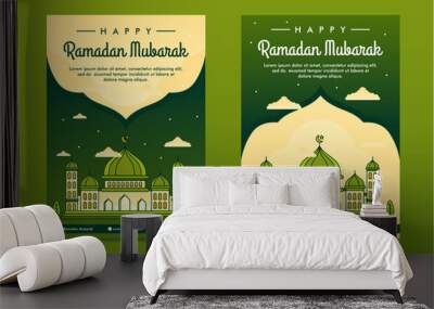 line art Illustrated ramadan mubarak flayer banner background design template Wall mural