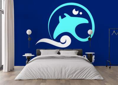 stingray logo design simple animal vector flat color graphic marine life template idea Wall mural