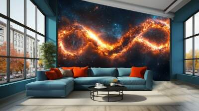 An infinity symbol formed by a glowing nebula in space. Wall mural