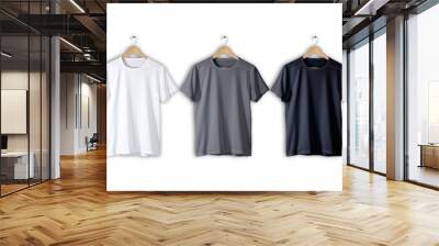 Black, white and grey oversize hanging t-shirt mockup isolated on white background. unisex modern casual t-shirt.3d rendering. Wall mural